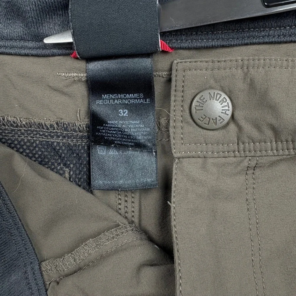 North Face Convertible Pants Men 32 Olive Green Zip‎ Off Hiking Outdoor READ